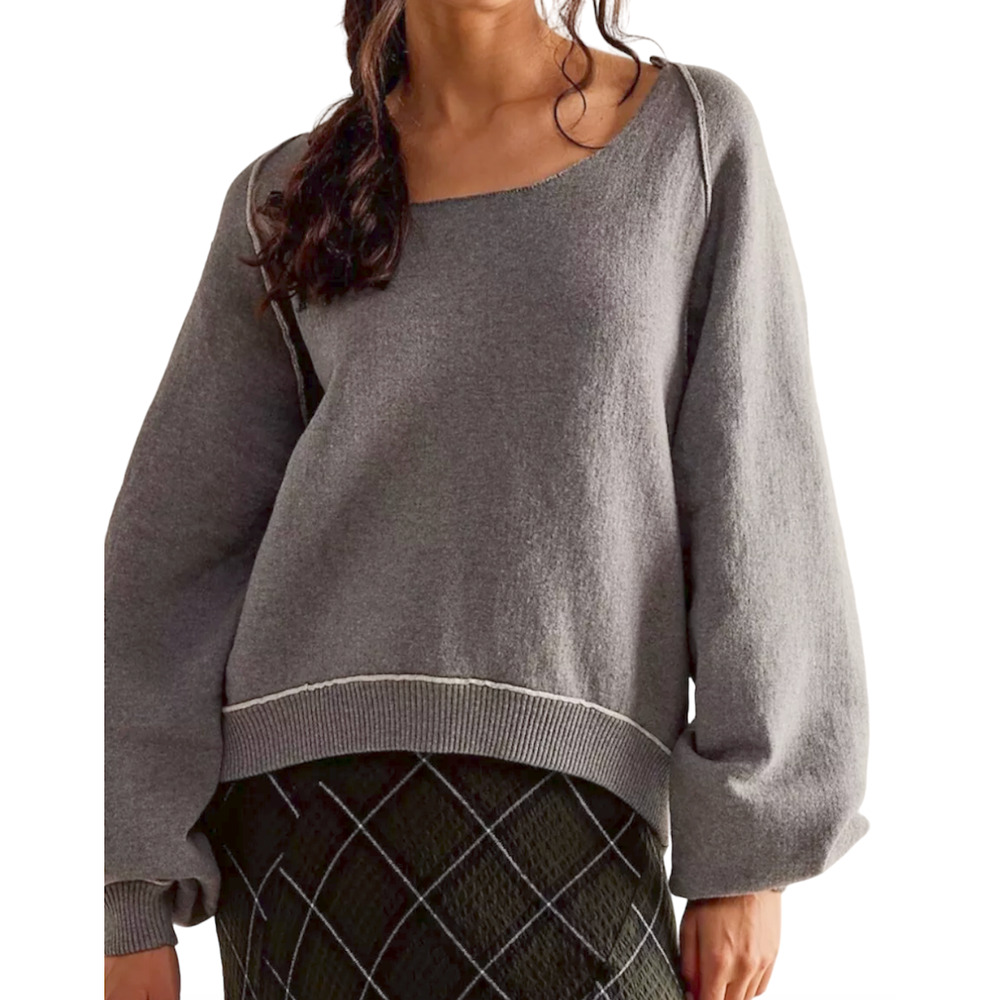 FREE PEOPLE WE THE FREE GREY MIDNIGHT PULLOVER SWEATSHIRT TOP OB1763996 SZ XL